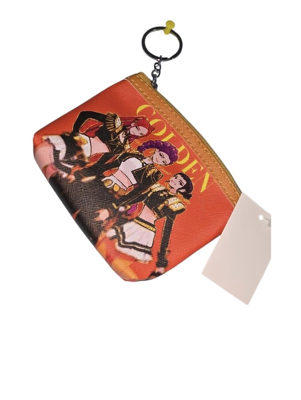 Orange Graphic Coin Bag Zip Pouch Keychain